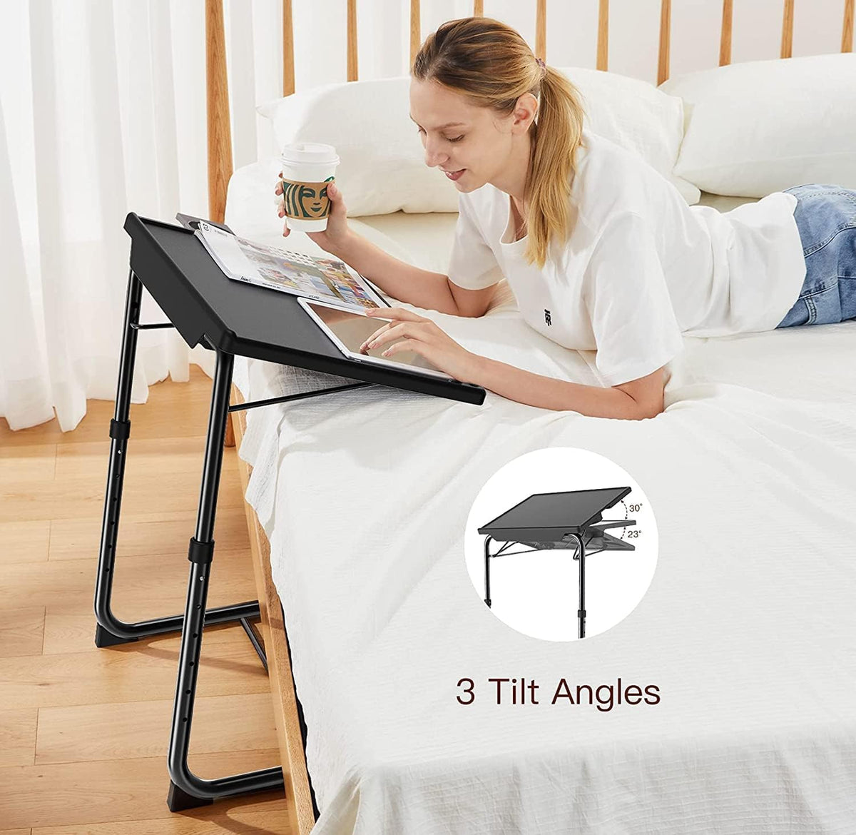 HUANUO TV Tray stable base provides solid support during meals.