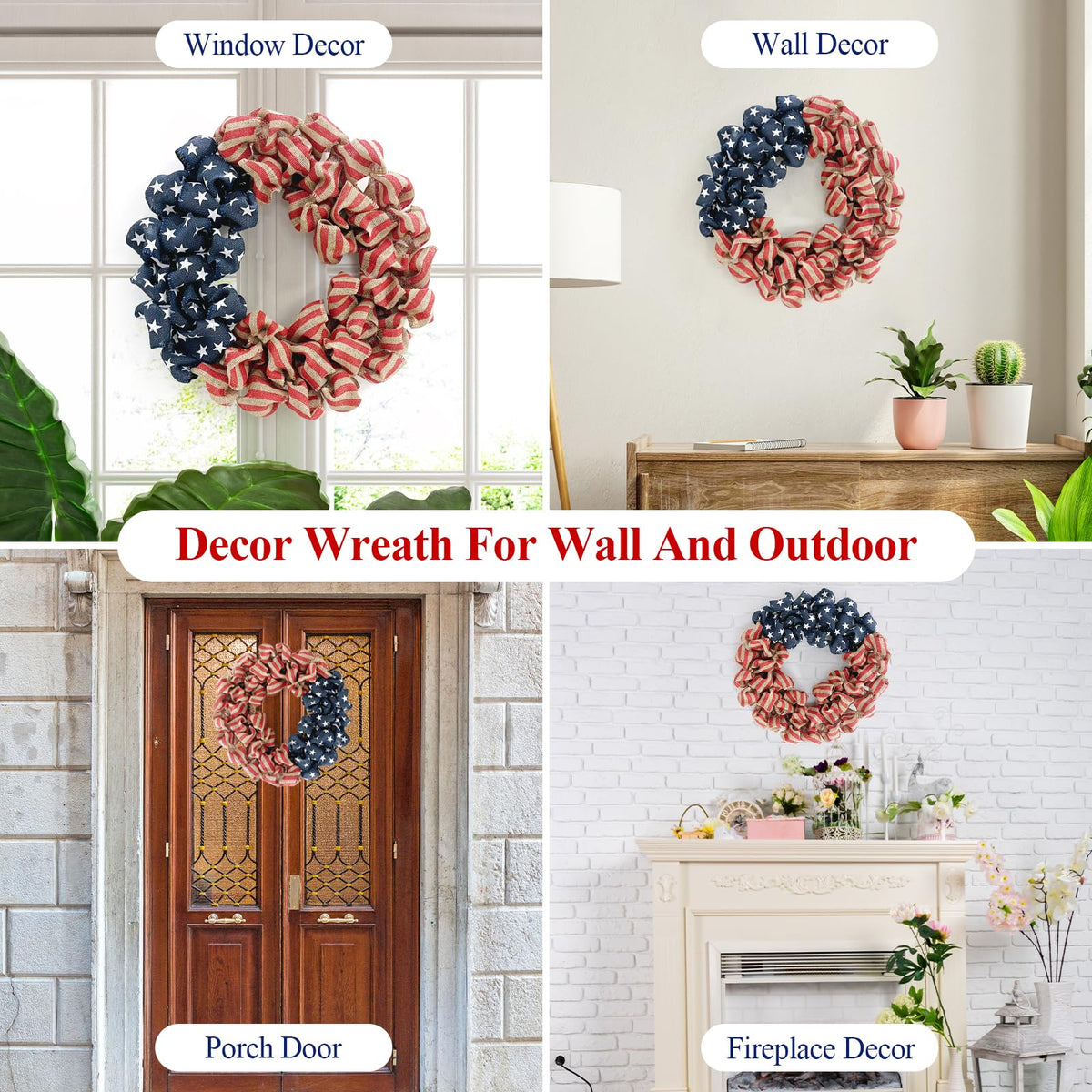 Huashen memorial day wreath in durable burlap reusable year round