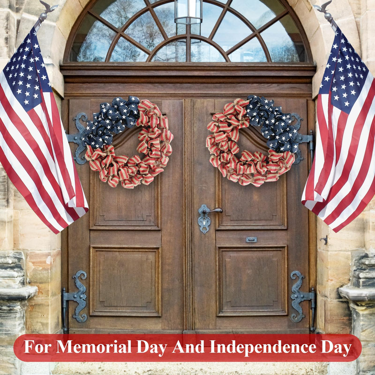 Huashen summer patriotic wreath ideal for patios and garden displays