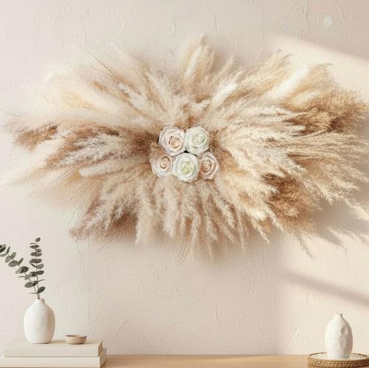 HUASHIYE 36-38 inch pampas wall decor assembly ready for quick styling