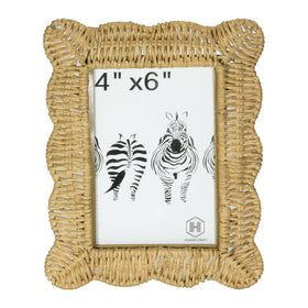 HUAXIN CRAFT H woven wicker frame with zebra design for 4x6 photos on a tabletop