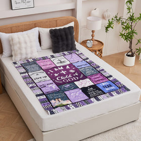 HUBSERUG I am a Child of God blanket in purple, easy-care for busy families.