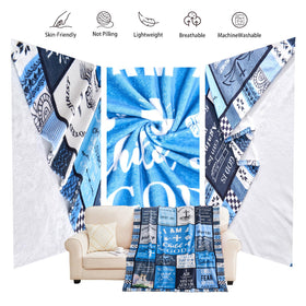 HUBSERUG family and faith gift idea blue blanket for gatherings and devotion.