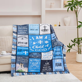 HUBSERUG high quality polyester flannel blue blanket emphasizing soft touch.