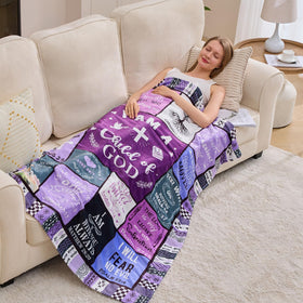 HUBSERUG I am a Child of God blanket in purple, thoughtful gift for birthdays and occasions.