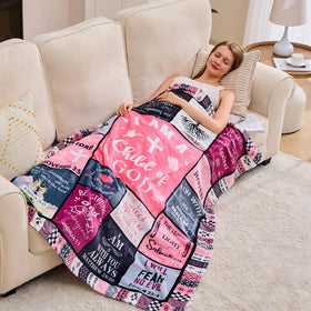 Hubserug I Am a Child of God blanket closeup shows soft flannel