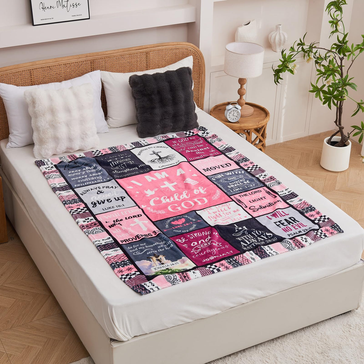 Hubserug I Am a Child of God blanket travel-ready and compact for on-the-go