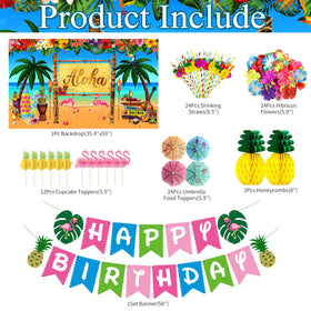HUFAND Aloha backdrop adds a colorful tropical setting for photos and parties.