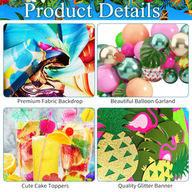 HUFAND Grass table skirt adds a tropical beach vibe to the party table.
