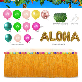 HUFAND Happy Birthday banner brightens a tropical party space with festive flair.