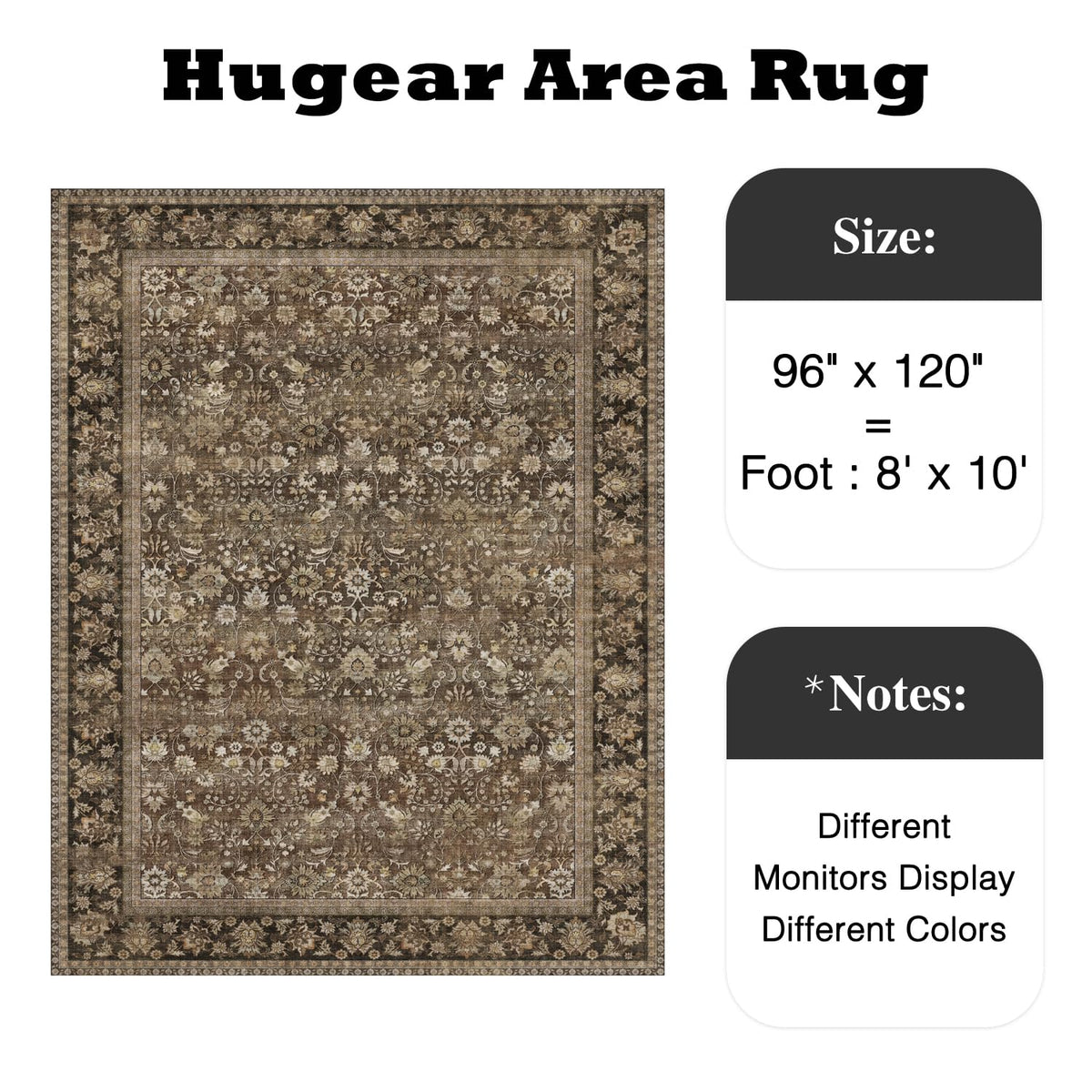 HUGEAR floral 8x10 rug in living room enhances warmth and ambiance