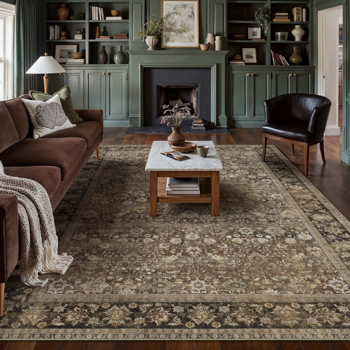 HUGEAR rug with non-slip backing on wooden floor for stability