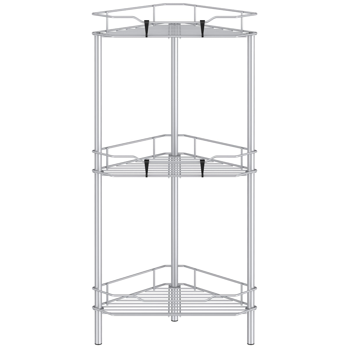 HuggieGems 3-tier corner shower caddy organized bottles within reach.