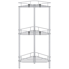 HuggieGems 3-tier corner shower caddy organized bottles within reach.