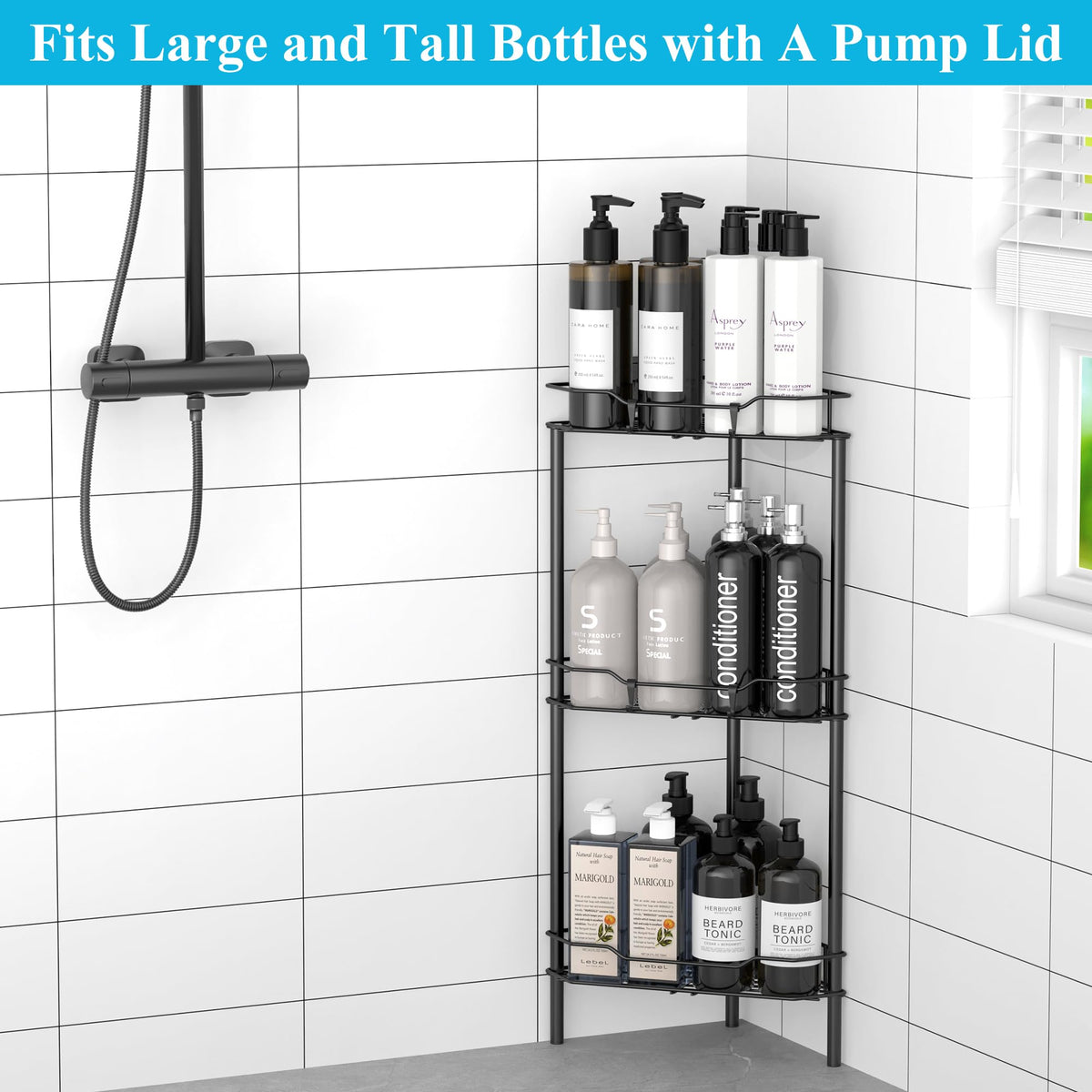 HuggieGems caddy drain holes promote quick drying after showers