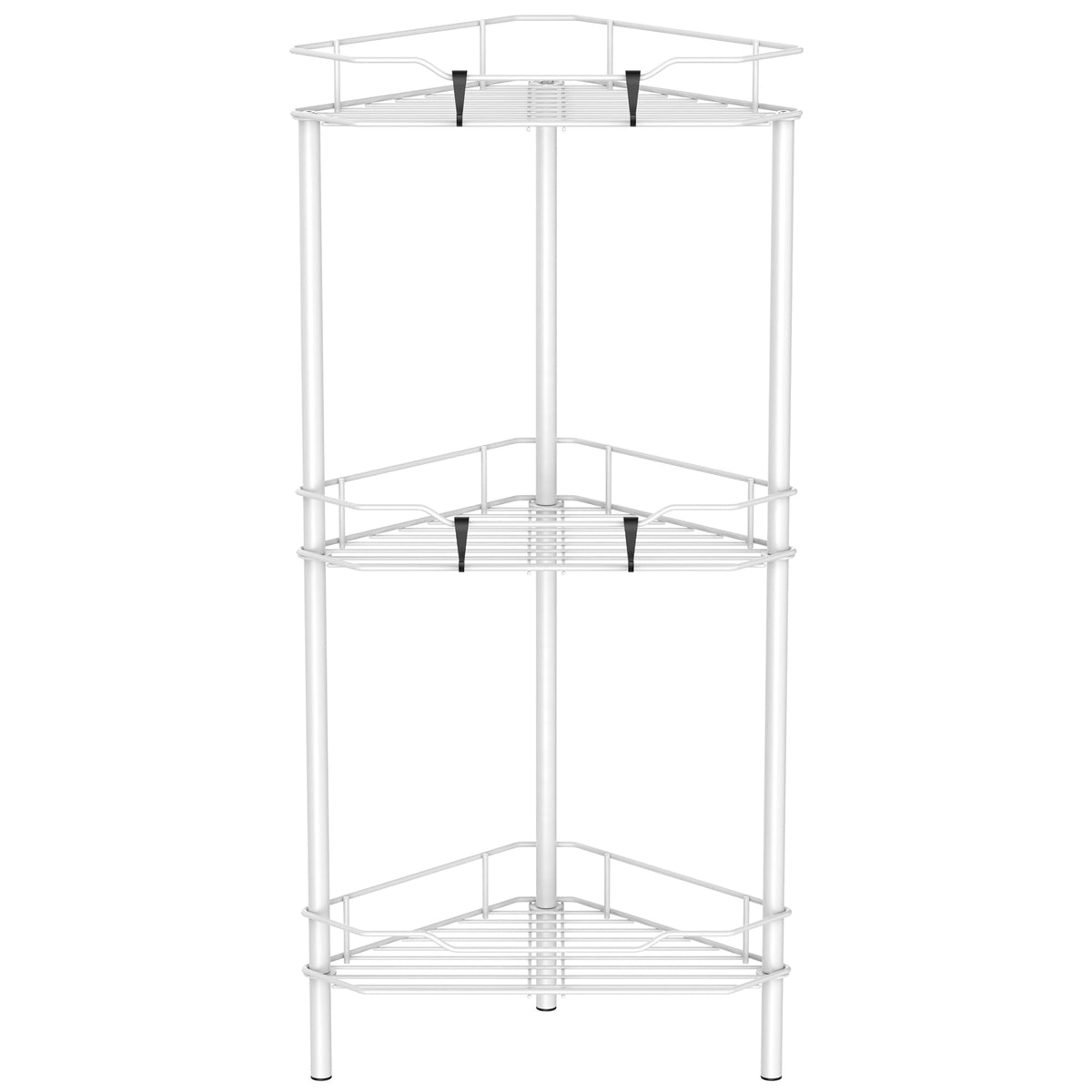 HuggieGems 3-tier floor standing shower caddy in white for organized bathroom storage