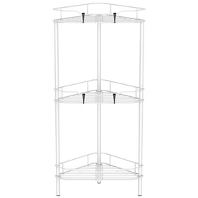 HuggieGems 3-tier floor standing shower caddy in white for organized bathroom storage