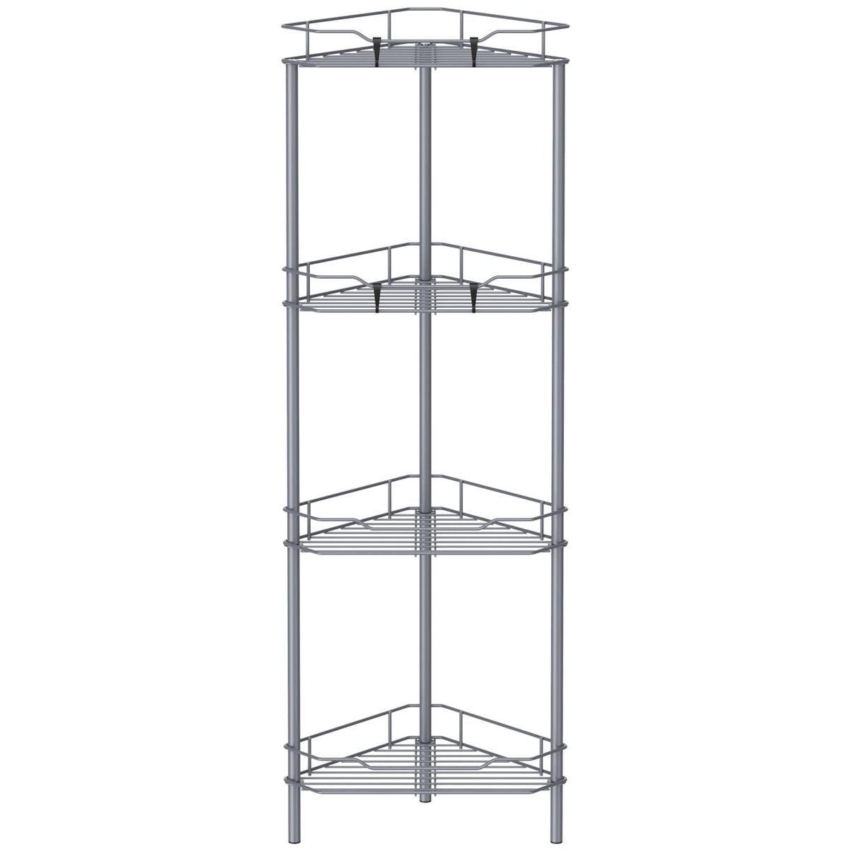 HuggieGems 4-tier corner shower caddy keeps shampoos organized in small bathrooms.