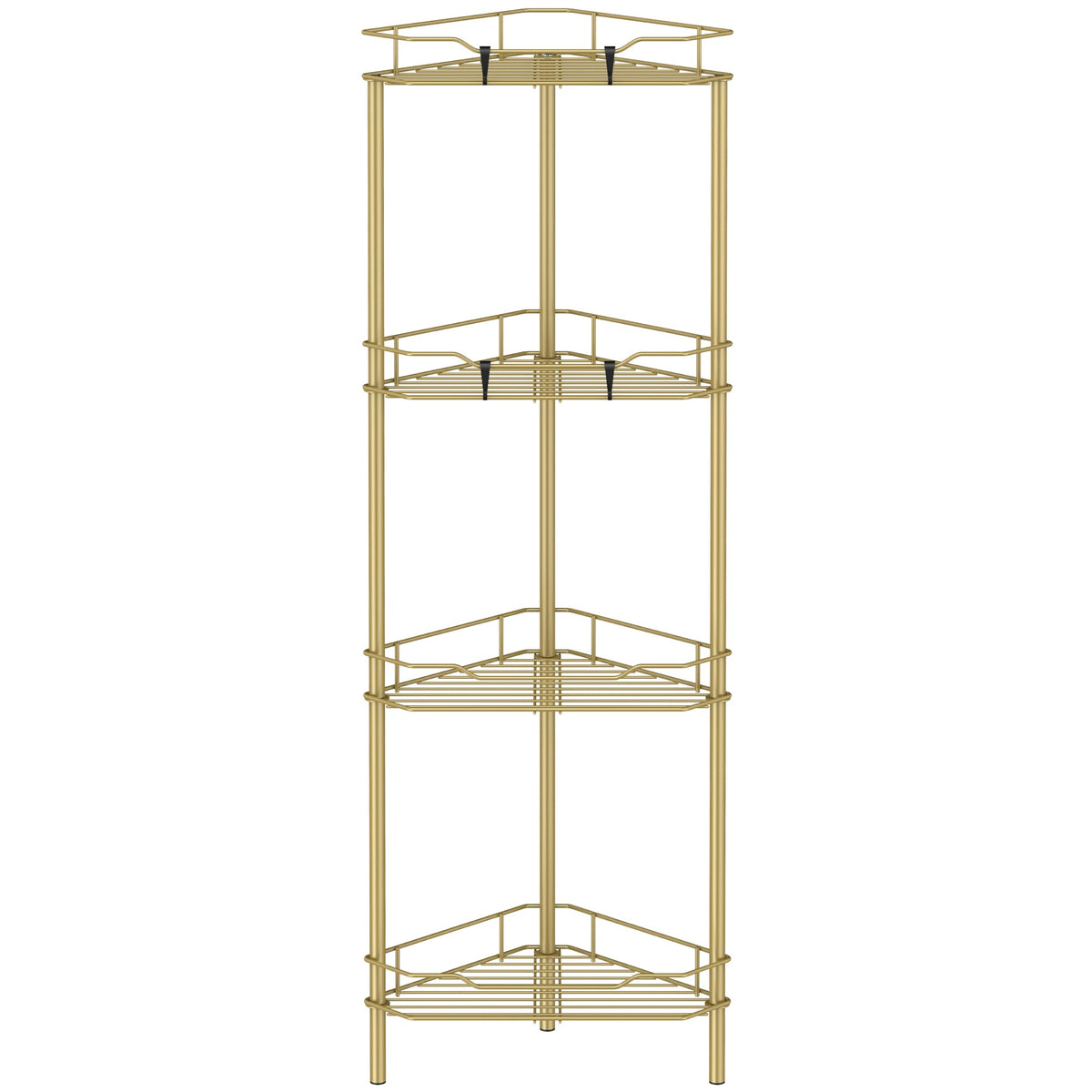 HuggieGems 4-tier corner shower caddy in gold keeps shampoos neatly organized