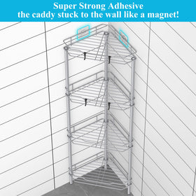 HuggieGems corner shower caddy silver stand keeps bathroom essentials organized.