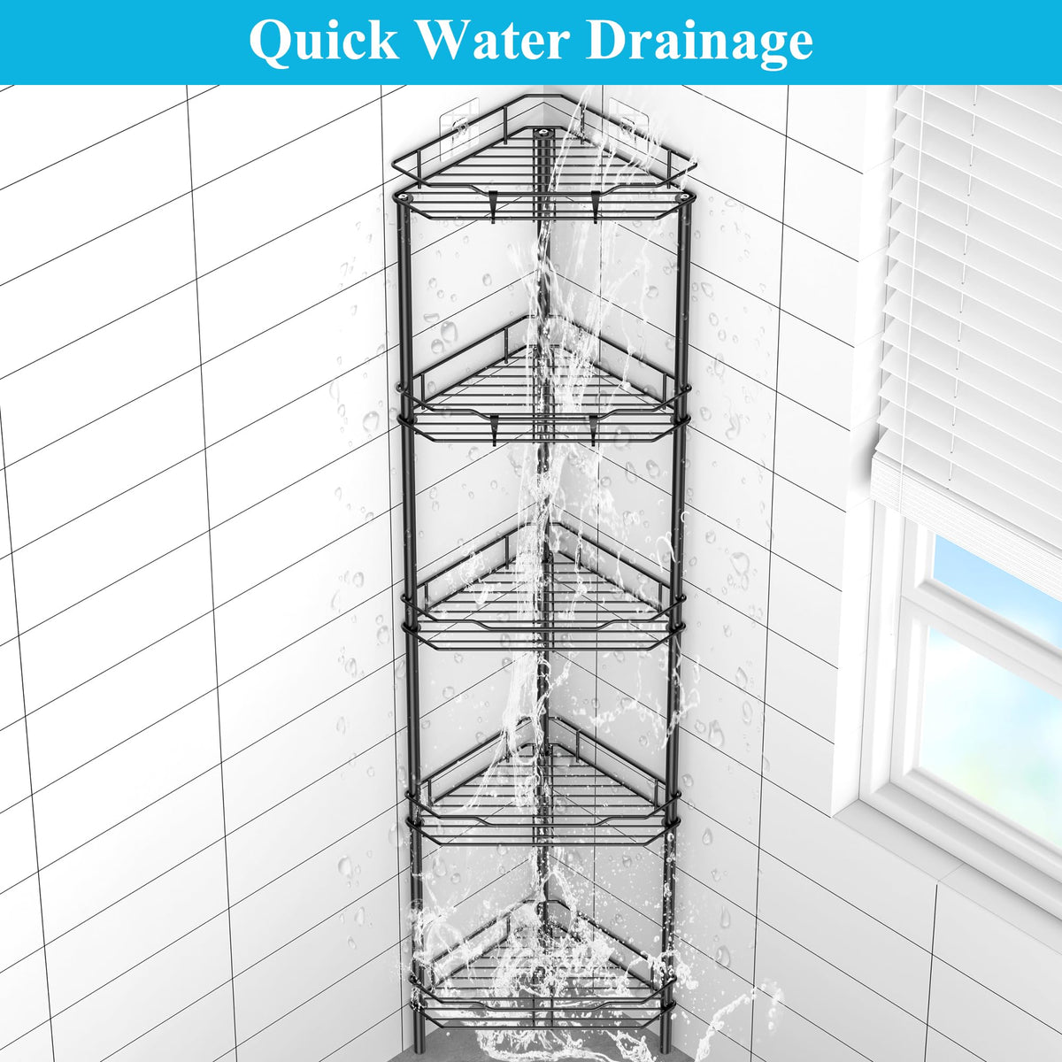 HuggieGems drain friendly shelves prevent water pooling
