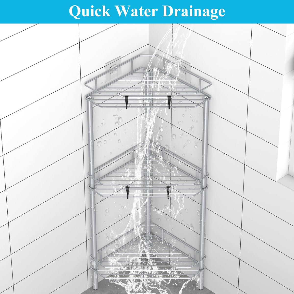 HuggieGems drainage-friendly base keeps shelves dry after use.