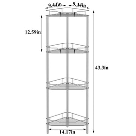 HuggieGems 4-tier shelf adds extra storage for shampoo and soap.