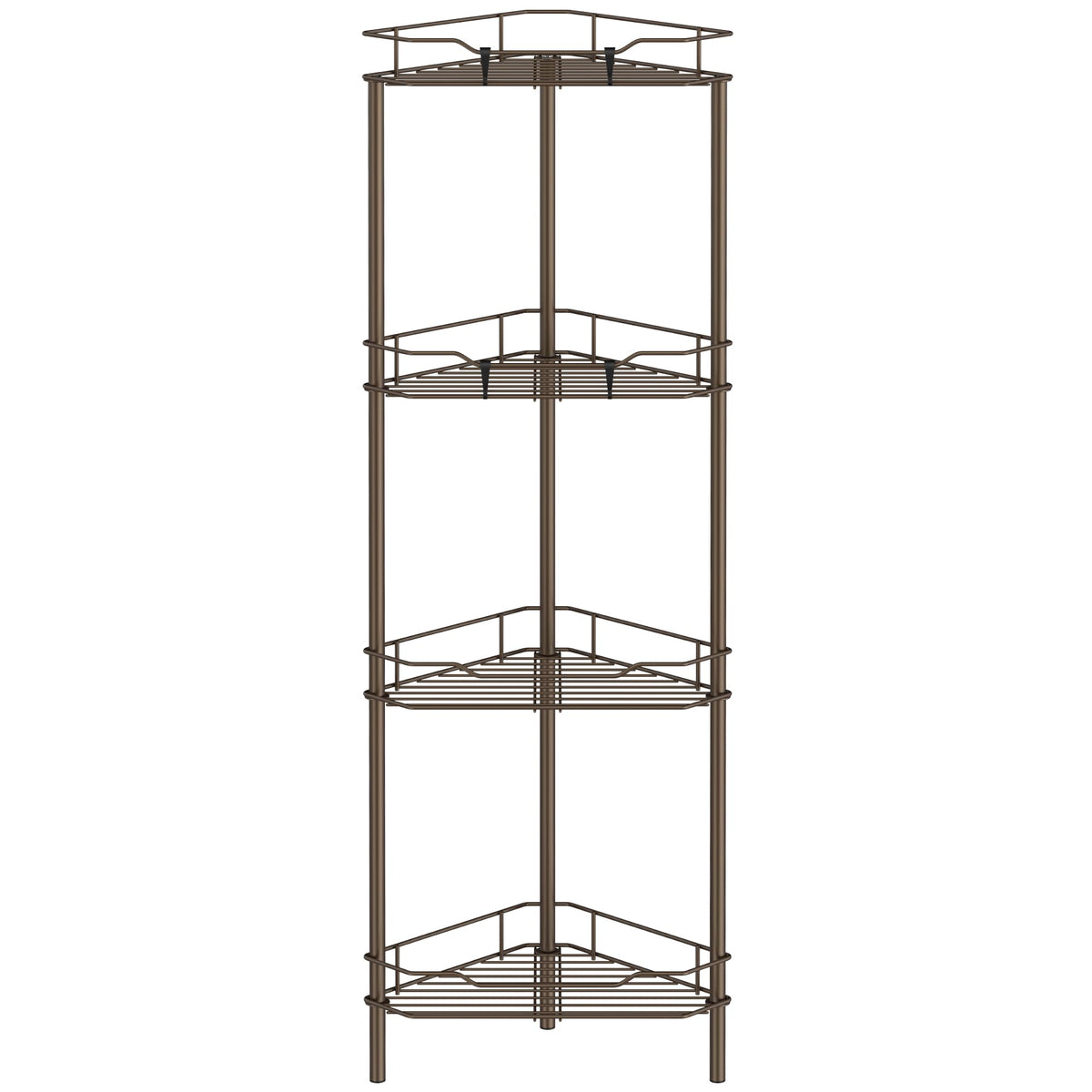 HuggieGems four-tier corner shower caddy in bronze finish for organized bathroom storage