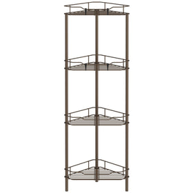 HuggieGems four-tier corner shower caddy in bronze finish for organized bathroom storage