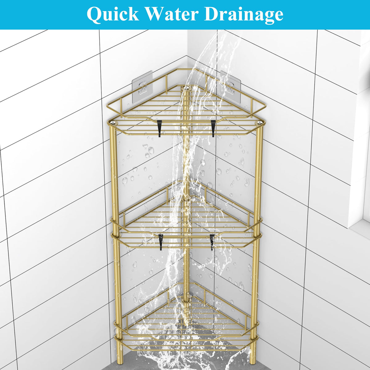 HuggieGems stable floor-standing rack saving shower space.