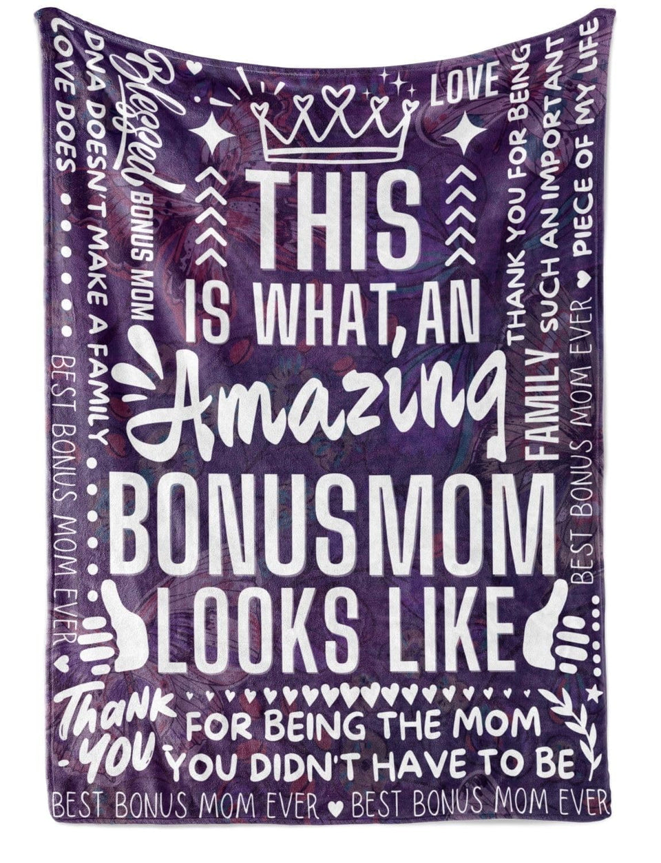 Huglanket Bonus Mom blanket design with heartfelt message for gifting