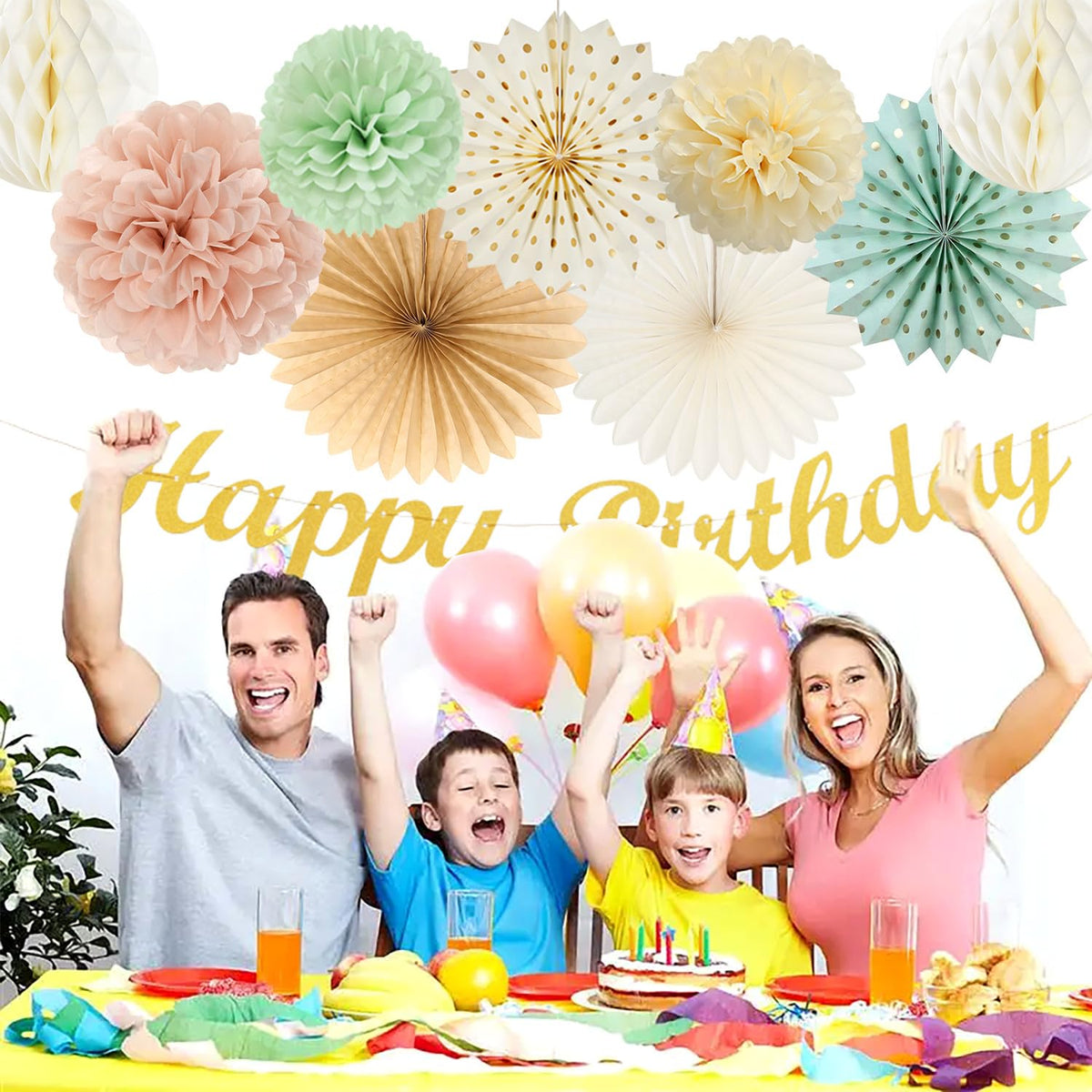Huglony 12 inch paper flower fans as focal decor for photos