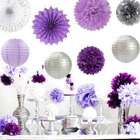 Huglony paper flower fans introduce color and visual interest to walls.