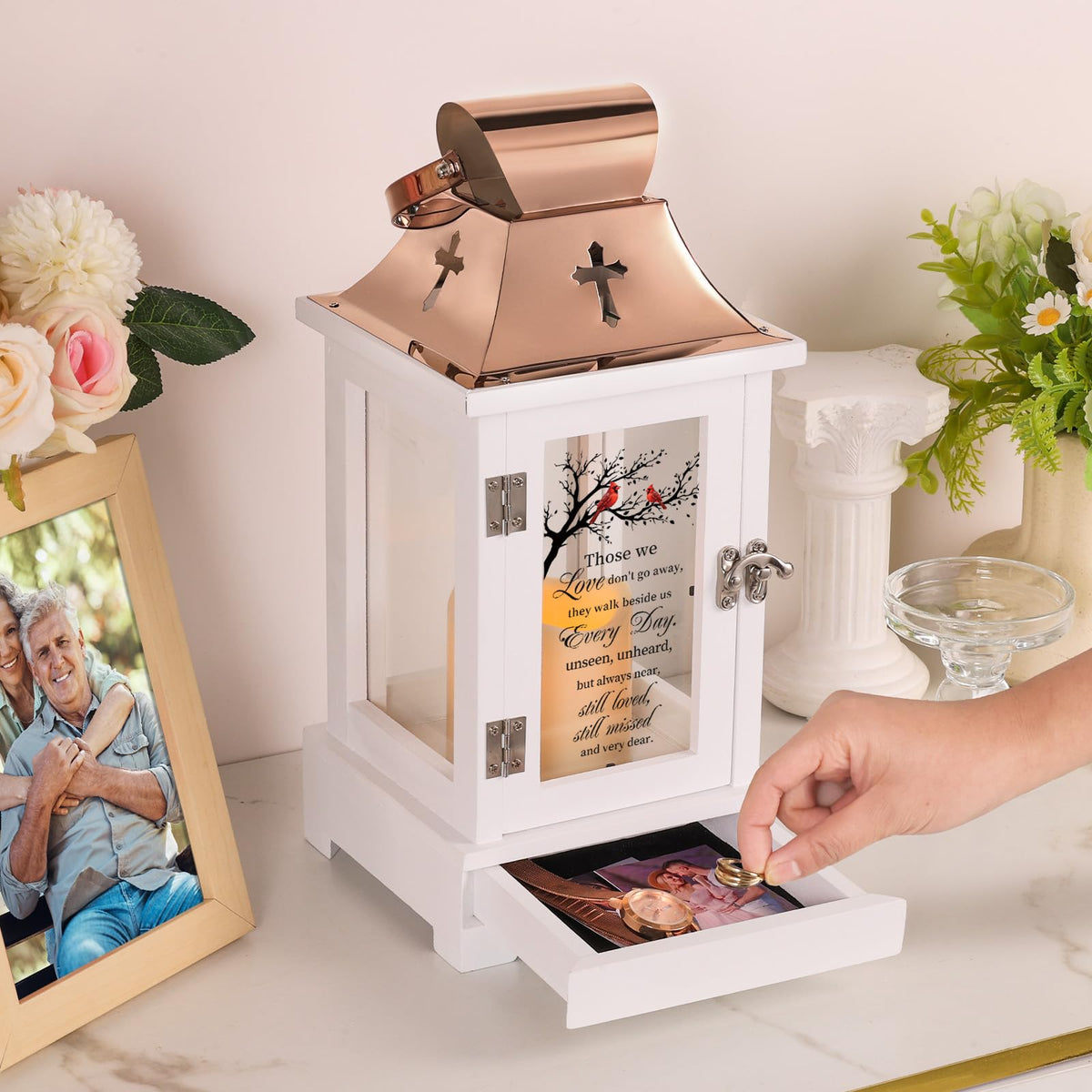 HugMemories sympathy lantern gift box ready to give to someone in mourning