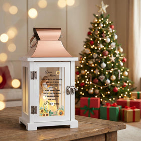 HugMemories lantern placed in a gift box with card for gifting.