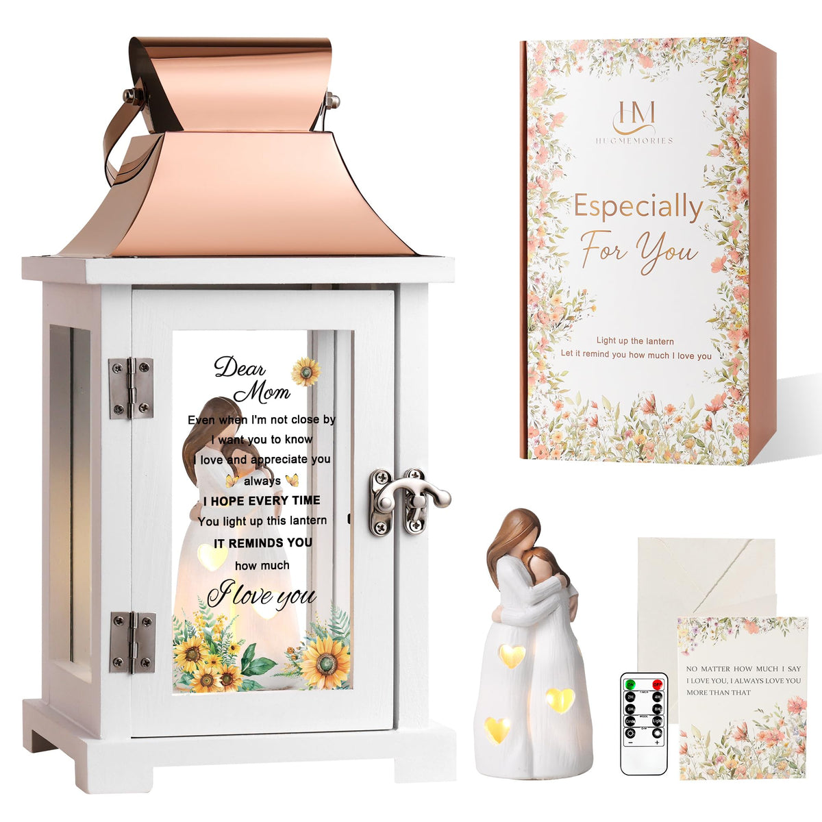 HugMemories lantern featuring mother and daughter embrace for a heartfelt keepsake.