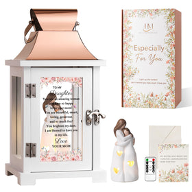 HugMemories lantern with mother-daughter figurine glows softly for a cozy display.