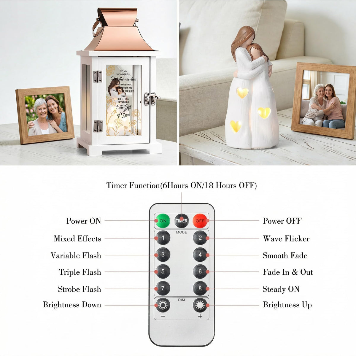 HugMemories LED lantern remote timer provides convenient mood lighting