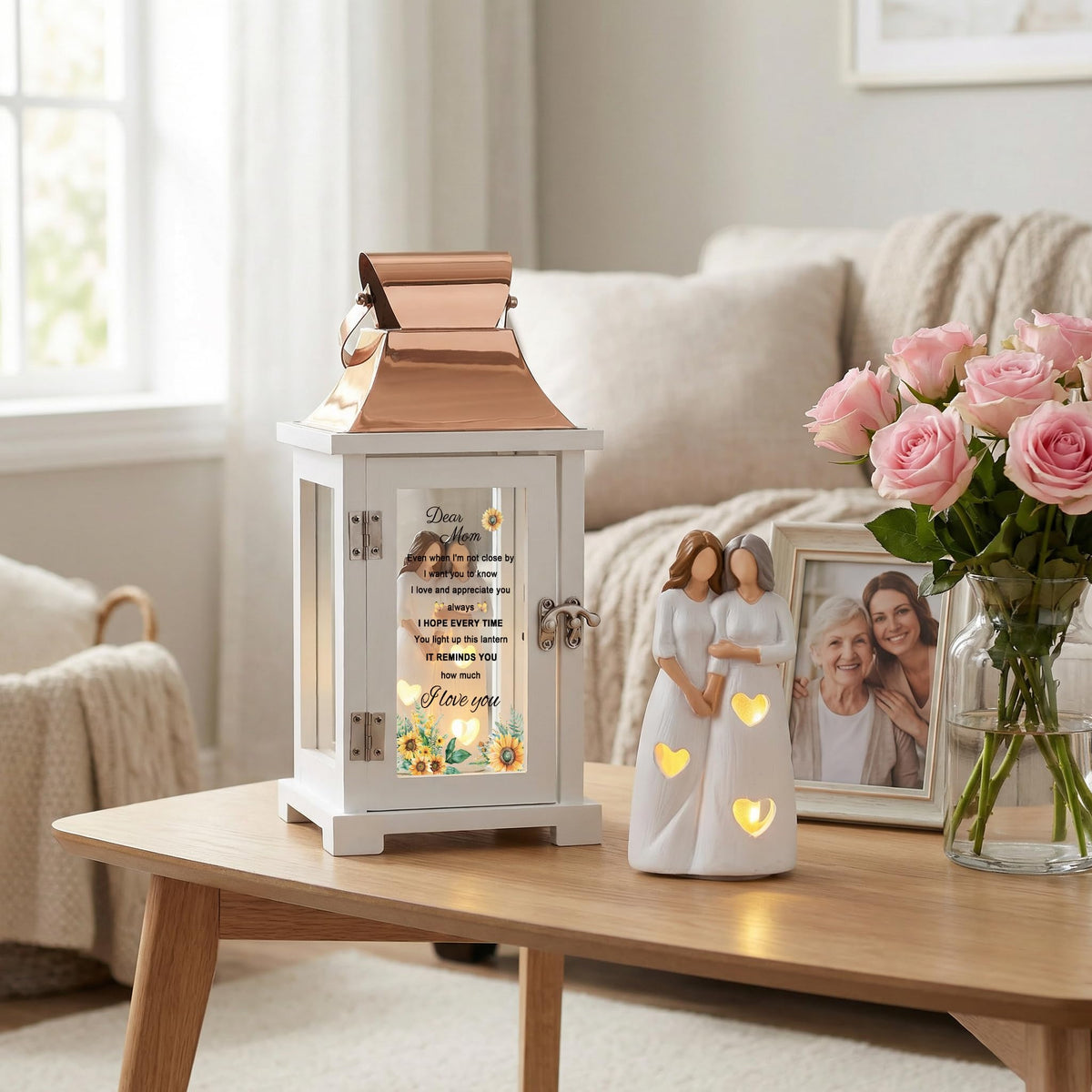 HugMemories LED lantern with remote and timer for easy ambiance
