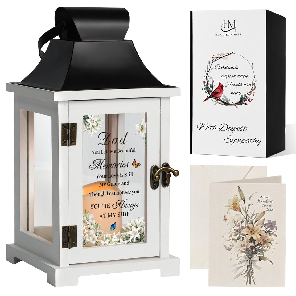 HugMemories memorial lantern for dad loss with a soft, remembrance glow.