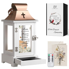 HugMemories memorial lantern with drawer for keepsakes and memories.