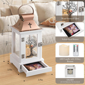 HugMemories lantern with glass cardinal pattern keeps memories close with soft, safe lighting.
