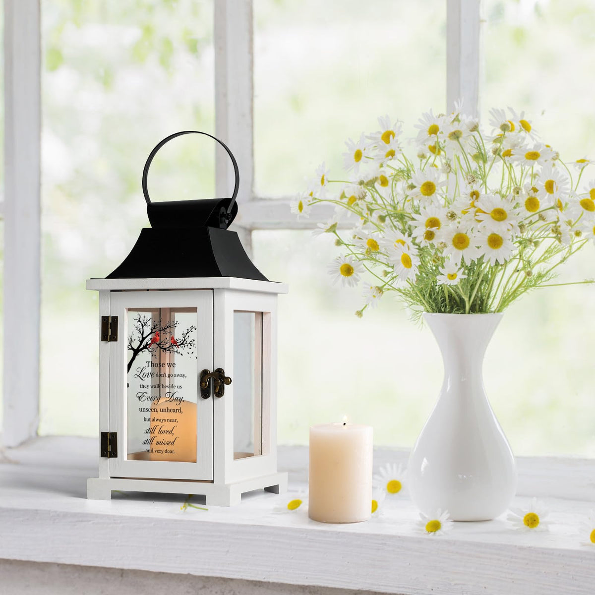 HugMemories memorial lantern glass sides illuminate gentle candlelight in any room.