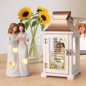 HugMemories solid wood and iron lantern base adds timeless decor.