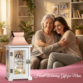 HugMemories solid wood frame lantern blends with shelves