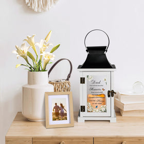 HugMemories solid wood and rustproof iron lantern offers a durable tribute.