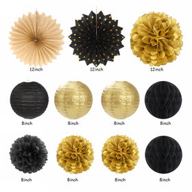 Hugtmr honeycomb ball in gold and black adds depth to party decor