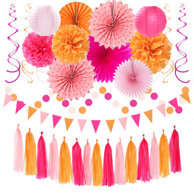 Hugtmr hot pink burnt orange garland dots brightens autumn party decor and photo ops