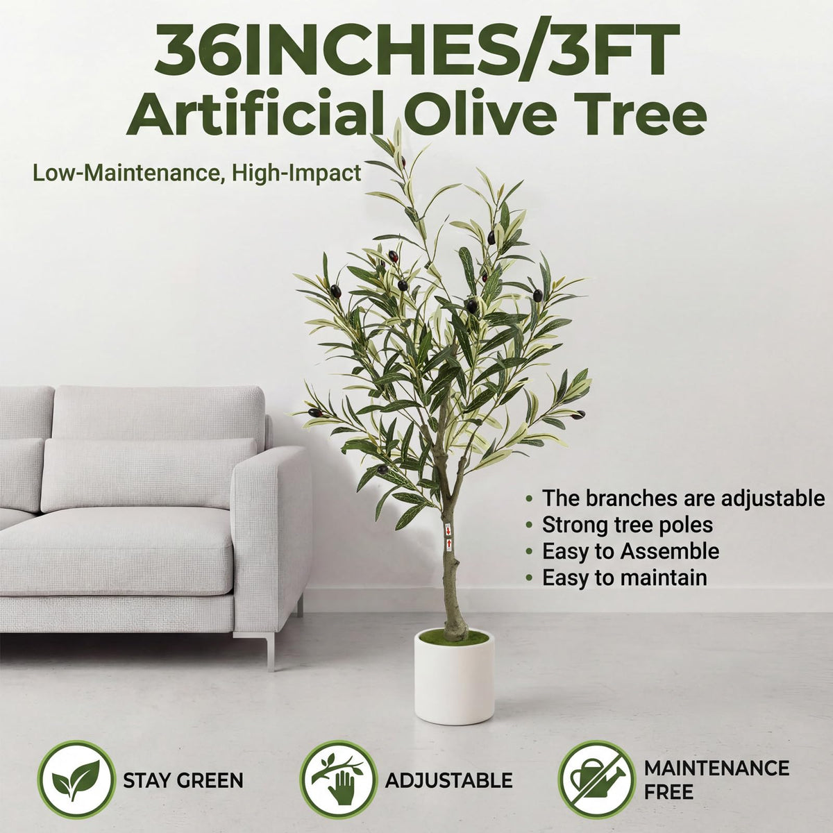 Huhemy detailed olive leaves texture enhances realism in any room
