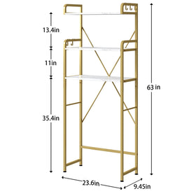 Huhote bathroom shelf over toilet emphasizes elegant frame design for chic storage.